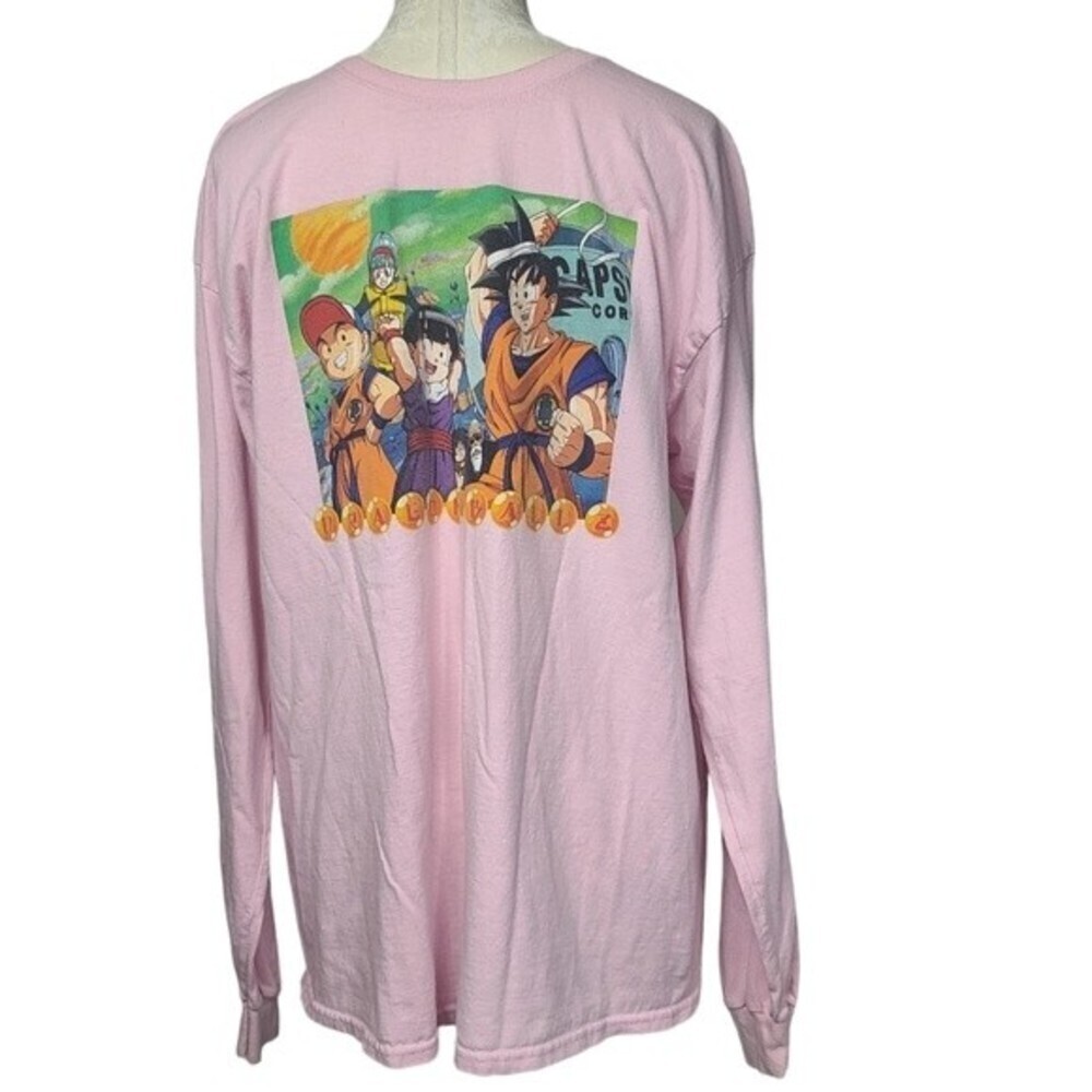 Dragon Ball Z Pink Graphic Print Long Sleeve Crewneck Shirt L